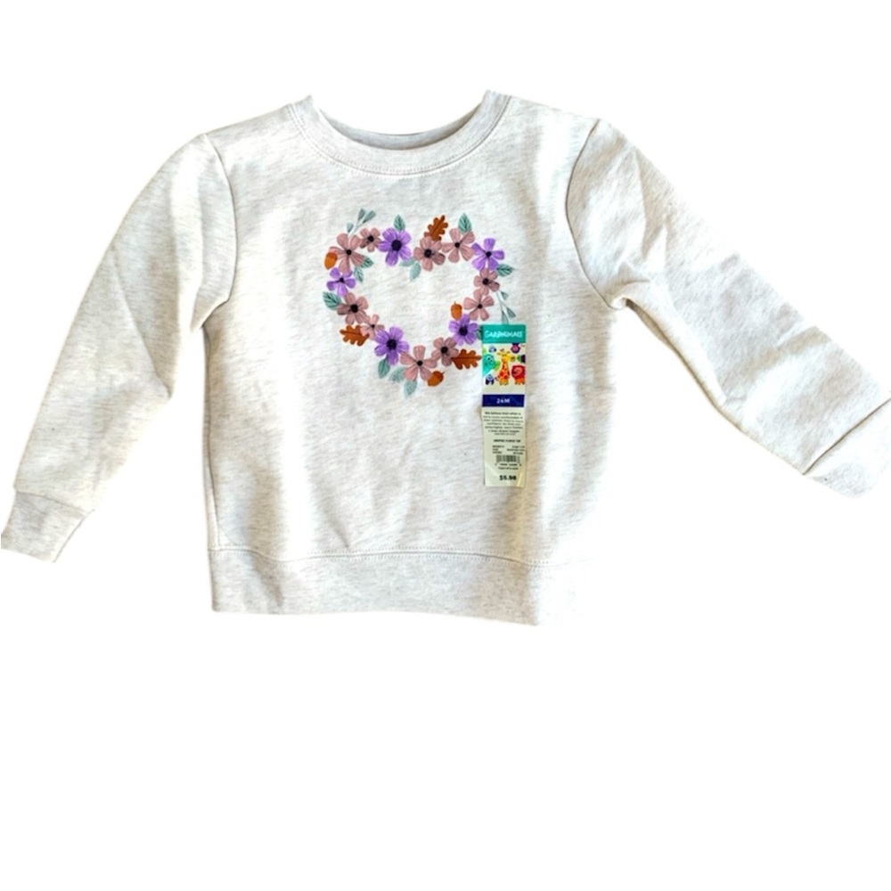 Garanimals 24 month girls cream sweatshirt with floral heart - nwt
